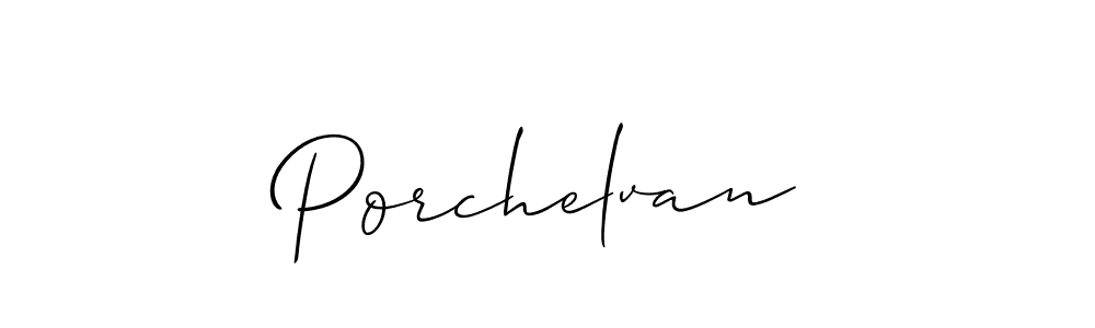 The best way (Allison_Script) to make a short signature is to pick only two or three words in your name. The name Porchelvan include a total of six letters. For converting this name. Porchelvan signature style 2 images and pictures png