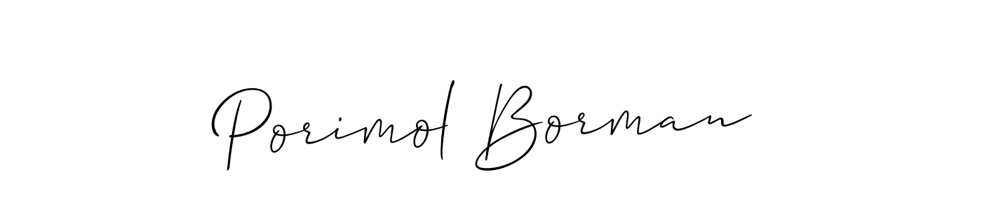 Similarly Allison_Script is the best handwritten signature design. Signature creator online .You can use it as an online autograph creator for name Porimol Borman. Porimol Borman signature style 2 images and pictures png