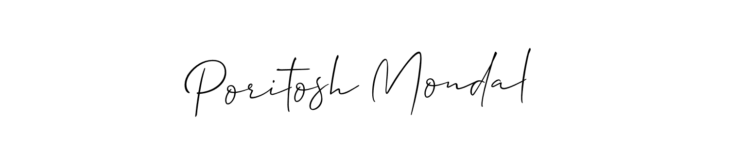 The best way (Allison_Script) to make a short signature is to pick only two or three words in your name. The name Poritosh Mondal include a total of six letters. For converting this name. Poritosh Mondal signature style 2 images and pictures png