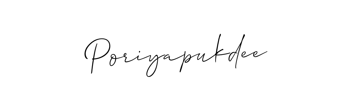 How to make Poriyapukdee signature? Allison_Script is a professional autograph style. Create handwritten signature for Poriyapukdee name. Poriyapukdee signature style 2 images and pictures png