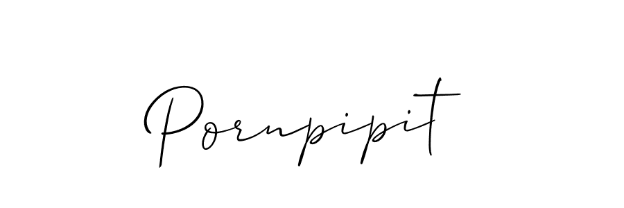 The best way (Allison_Script) to make a short signature is to pick only two or three words in your name. The name Pornpipit include a total of six letters. For converting this name. Pornpipit signature style 2 images and pictures png