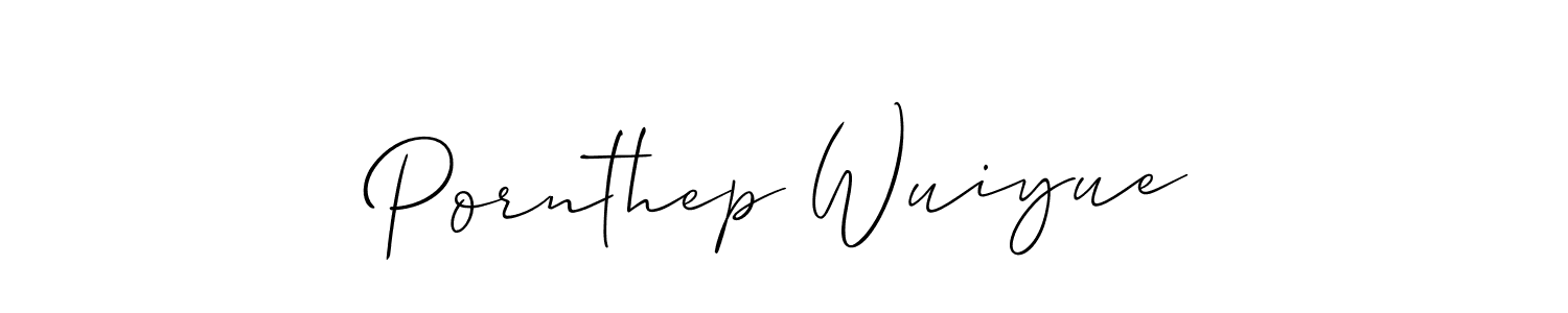 How to make Pornthep Wuiyue name signature. Use Allison_Script style for creating short signs online. This is the latest handwritten sign. Pornthep Wuiyue signature style 2 images and pictures png