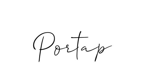 Design your own signature with our free online signature maker. With this signature software, you can create a handwritten (Allison_Script) signature for name Portap. Portap signature style 2 images and pictures png