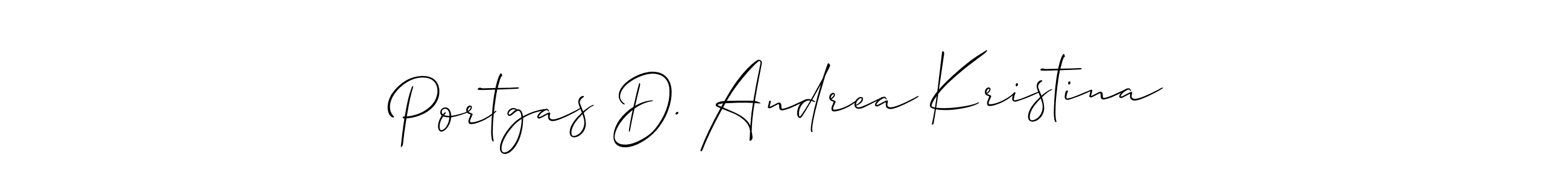 The best way (Allison_Script) to make a short signature is to pick only two or three words in your name. The name Portgas D. Andrea Kristina include a total of six letters. For converting this name. Portgas D. Andrea Kristina signature style 2 images and pictures png