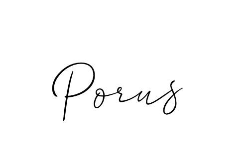 Design your own signature with our free online signature maker. With this signature software, you can create a handwritten (Allison_Script) signature for name Porus. Porus signature style 2 images and pictures png