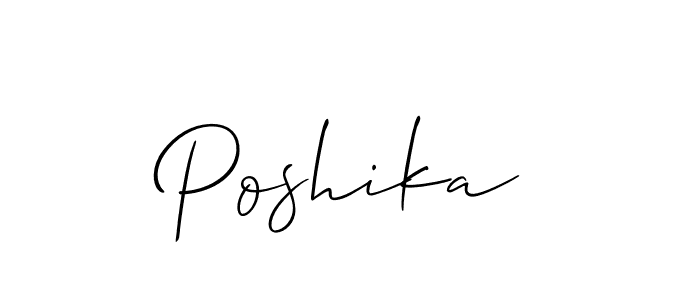 The best way (Allison_Script) to make a short signature is to pick only two or three words in your name. The name Poshika include a total of six letters. For converting this name. Poshika signature style 2 images and pictures png