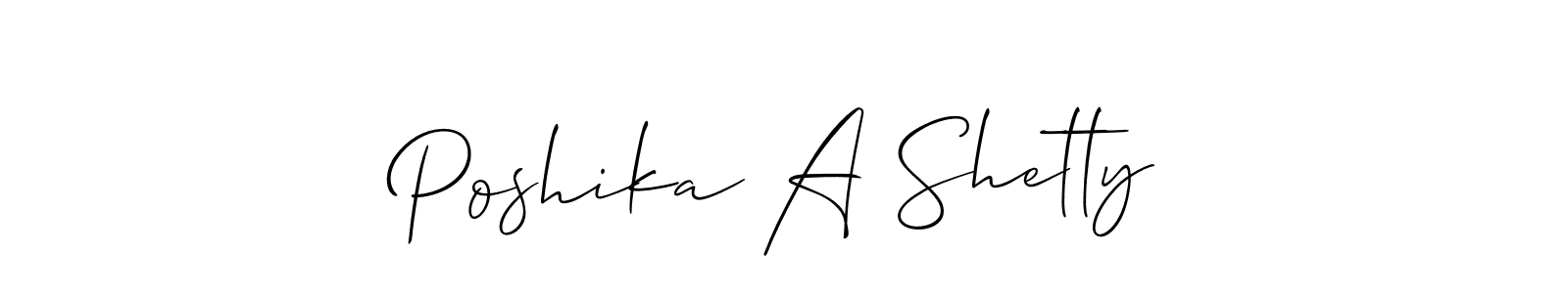 It looks lik you need a new signature style for name Poshika A Shetty. Design unique handwritten (Allison_Script) signature with our free signature maker in just a few clicks. Poshika A Shetty signature style 2 images and pictures png