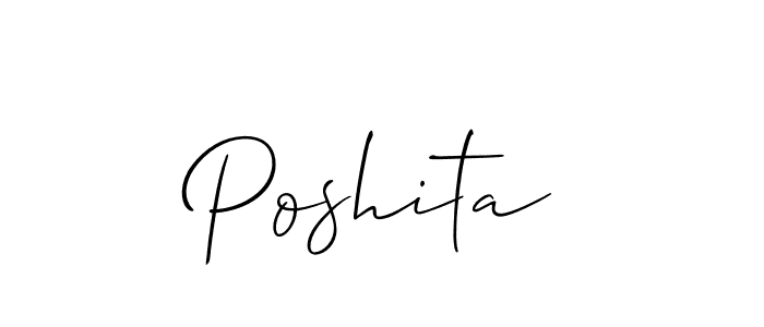 How to make Poshita name signature. Use Allison_Script style for creating short signs online. This is the latest handwritten sign. Poshita signature style 2 images and pictures png