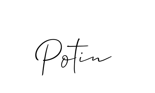 The best way (Allison_Script) to make a short signature is to pick only two or three words in your name. The name Potin include a total of six letters. For converting this name. Potin signature style 2 images and pictures png