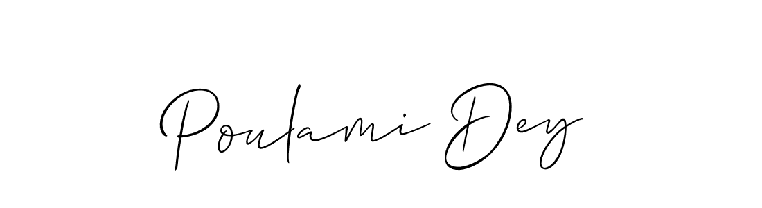 Create a beautiful signature design for name Poulami Dey. With this signature (Allison_Script) fonts, you can make a handwritten signature for free. Poulami Dey signature style 2 images and pictures png