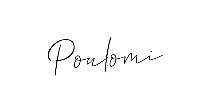 Create a beautiful signature design for name Poulomi. With this signature (Allison_Script) fonts, you can make a handwritten signature for free. Poulomi signature style 2 images and pictures png