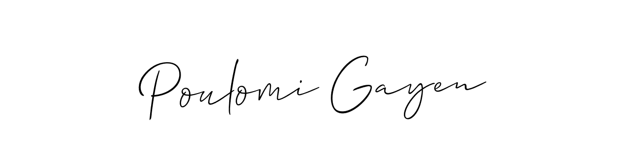 How to Draw Poulomi Gayen signature style? Allison_Script is a latest design signature styles for name Poulomi Gayen. Poulomi Gayen signature style 2 images and pictures png