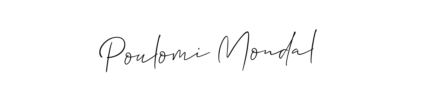 Create a beautiful signature design for name Poulomi Mondal. With this signature (Allison_Script) fonts, you can make a handwritten signature for free. Poulomi Mondal signature style 2 images and pictures png
