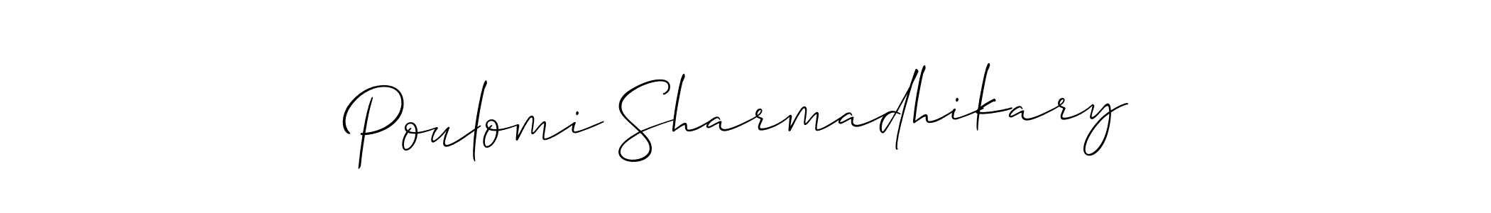 if you are searching for the best signature style for your name Poulomi Sharmadhikary. so please give up your signature search. here we have designed multiple signature styles  using Allison_Script. Poulomi Sharmadhikary signature style 2 images and pictures png