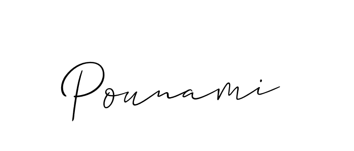 You should practise on your own different ways (Allison_Script) to write your name (Pounami) in signature. don't let someone else do it for you. Pounami signature style 2 images and pictures png