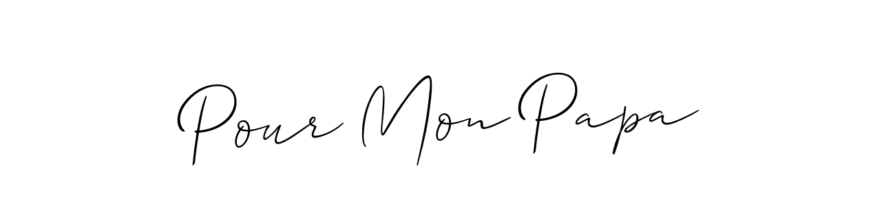 The best way (Allison_Script) to make a short signature is to pick only two or three words in your name. The name Pour Mon Papa include a total of six letters. For converting this name. Pour Mon Papa signature style 2 images and pictures png