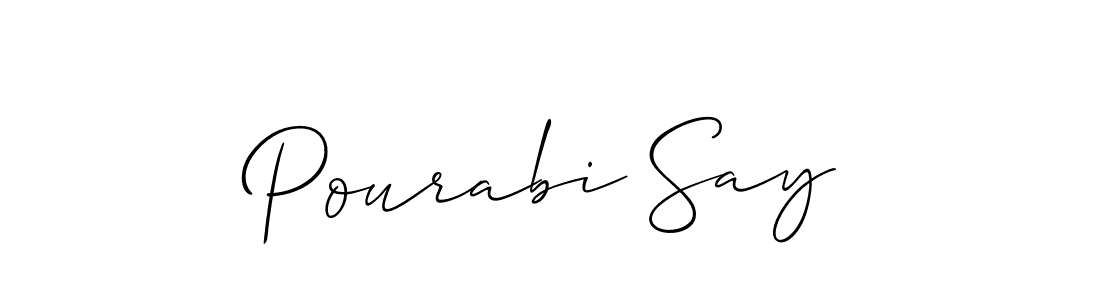 Allison_Script is a professional signature style that is perfect for those who want to add a touch of class to their signature. It is also a great choice for those who want to make their signature more unique. Get Pourabi Say name to fancy signature for free. Pourabi Say signature style 2 images and pictures png