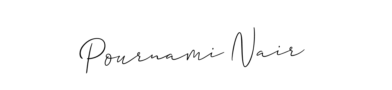 It looks lik you need a new signature style for name Pournami Nair. Design unique handwritten (Allison_Script) signature with our free signature maker in just a few clicks. Pournami Nair signature style 2 images and pictures png