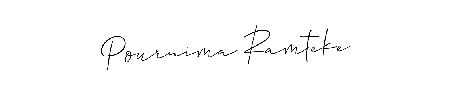 Make a short Pournima Ramteke signature style. Manage your documents anywhere anytime using Allison_Script. Create and add eSignatures, submit forms, share and send files easily. Pournima Ramteke signature style 2 images and pictures png