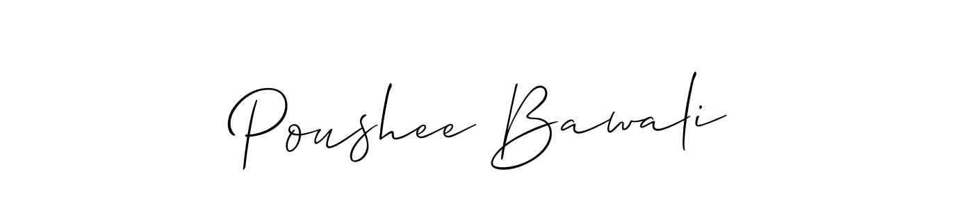 if you are searching for the best signature style for your name Poushee Bawali. so please give up your signature search. here we have designed multiple signature styles  using Allison_Script. Poushee Bawali signature style 2 images and pictures png