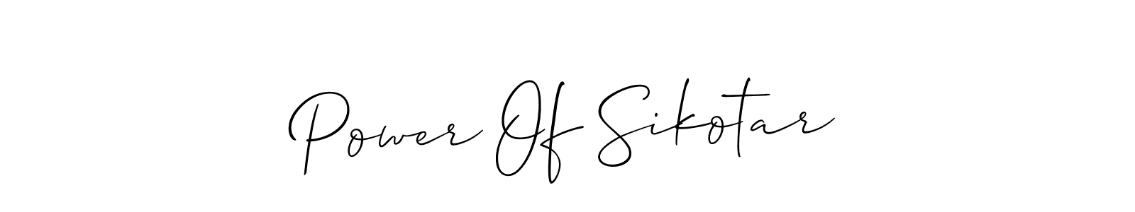 The best way (Allison_Script) to make a short signature is to pick only two or three words in your name. The name Power Of Sikotar include a total of six letters. For converting this name. Power Of Sikotar signature style 2 images and pictures png