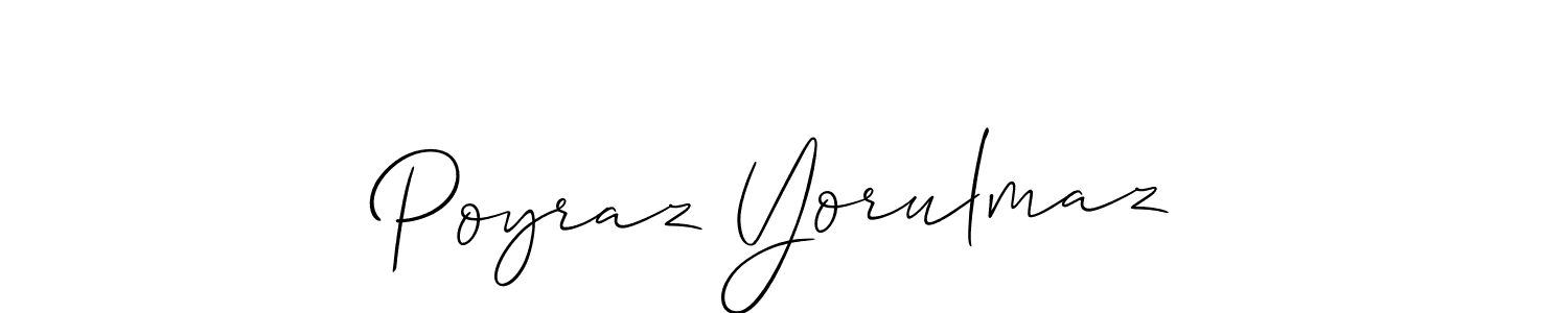 if you are searching for the best signature style for your name Poyraz Yorulmaz. so please give up your signature search. here we have designed multiple signature styles  using Allison_Script. Poyraz Yorulmaz signature style 2 images and pictures png