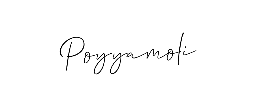 Create a beautiful signature design for name Poyyamoli. With this signature (Allison_Script) fonts, you can make a handwritten signature for free. Poyyamoli signature style 2 images and pictures png