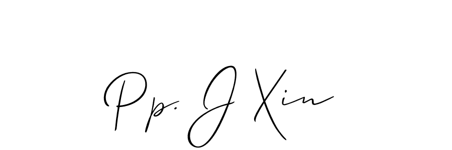 How to make Pp. J Xin name signature. Use Allison_Script style for creating short signs online. This is the latest handwritten sign. Pp. J Xin signature style 2 images and pictures png