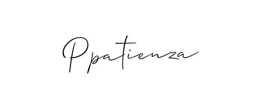 How to make Ppatienza name signature. Use Allison_Script style for creating short signs online. This is the latest handwritten sign. Ppatienza signature style 2 images and pictures png