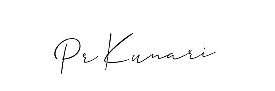The best way (Allison_Script) to make a short signature is to pick only two or three words in your name. The name Pr Kunari include a total of six letters. For converting this name. Pr Kunari signature style 2 images and pictures png