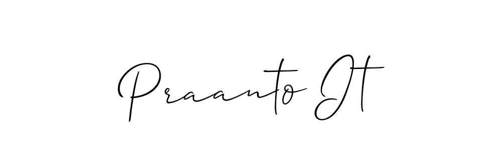 How to make Praanto It name signature. Use Allison_Script style for creating short signs online. This is the latest handwritten sign. Praanto It signature style 2 images and pictures png