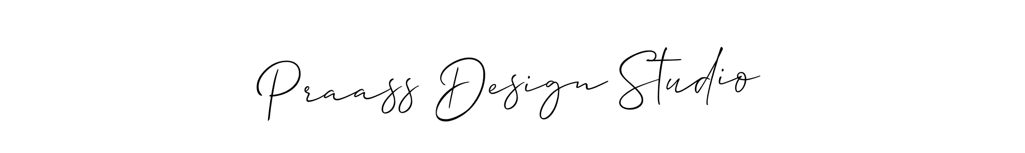 The best way (Allison_Script) to make a short signature is to pick only two or three words in your name. The name Praass Design Studio include a total of six letters. For converting this name. Praass Design Studio signature style 2 images and pictures png