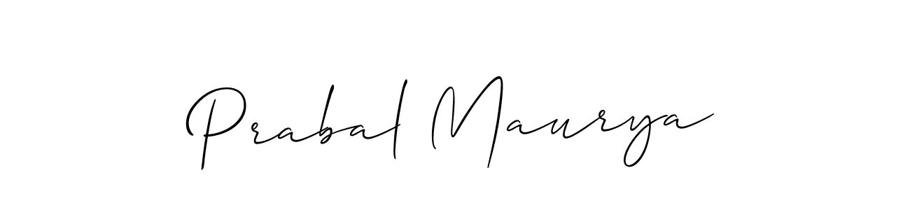 The best way (Allison_Script) to make a short signature is to pick only two or three words in your name. The name Prabal Maurya include a total of six letters. For converting this name. Prabal Maurya signature style 2 images and pictures png