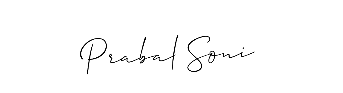 Make a beautiful signature design for name Prabal Soni. With this signature (Allison_Script) style, you can create a handwritten signature for free. Prabal Soni signature style 2 images and pictures png