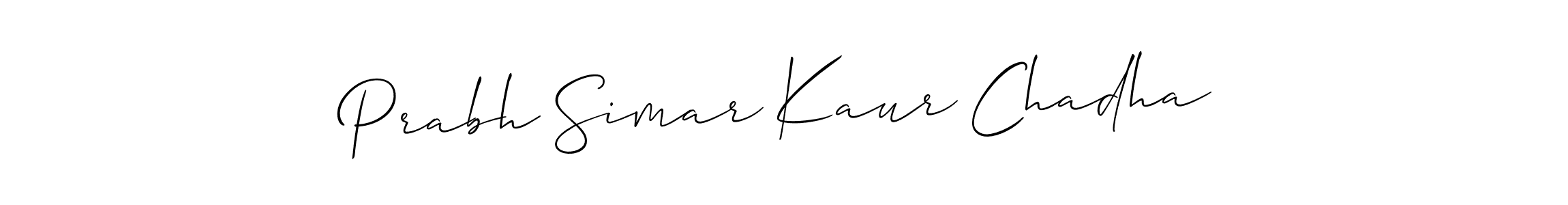 The best way (Allison_Script) to make a short signature is to pick only two or three words in your name. The name Prabh Simar Kaur Chadha include a total of six letters. For converting this name. Prabh Simar Kaur Chadha signature style 2 images and pictures png
