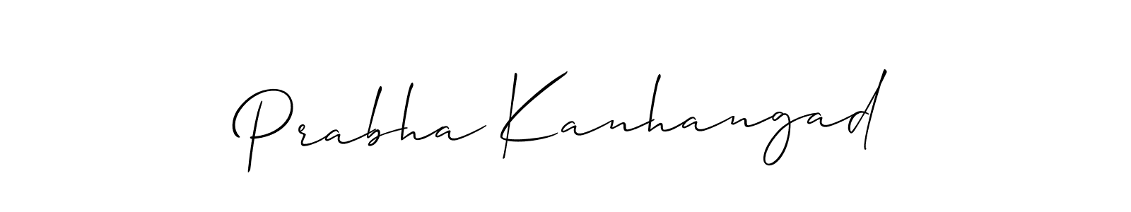 Allison_Script is a professional signature style that is perfect for those who want to add a touch of class to their signature. It is also a great choice for those who want to make their signature more unique. Get Prabha Kanhangad name to fancy signature for free. Prabha Kanhangad signature style 2 images and pictures png