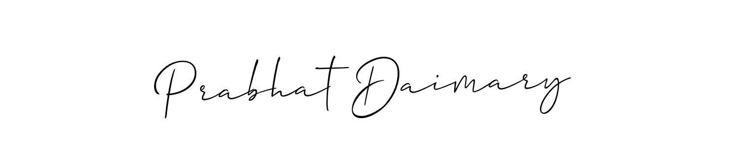 The best way (Allison_Script) to make a short signature is to pick only two or three words in your name. The name Prabhat Daimary include a total of six letters. For converting this name. Prabhat Daimary signature style 2 images and pictures png