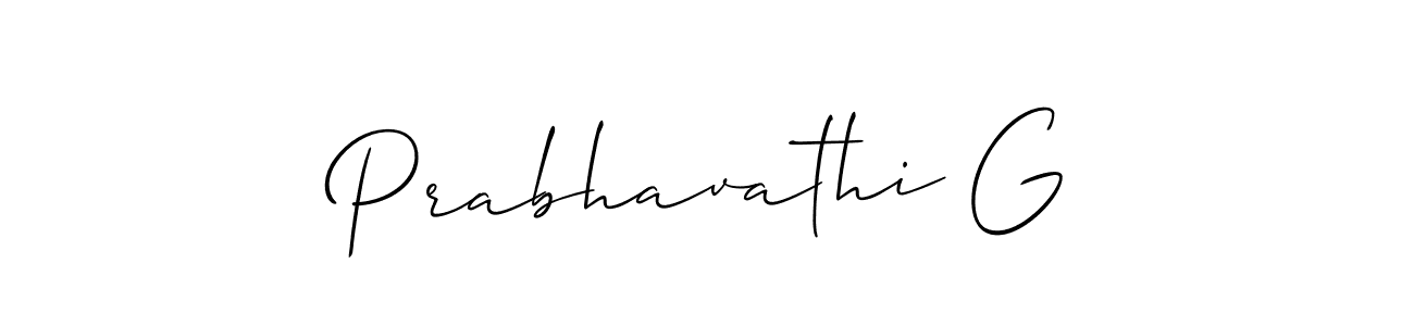 How to make Prabhavathi G name signature. Use Allison_Script style for creating short signs online. This is the latest handwritten sign. Prabhavathi G signature style 2 images and pictures png