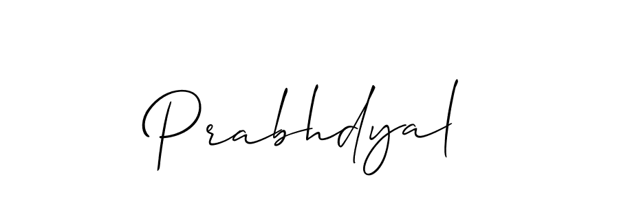 Design your own signature with our free online signature maker. With this signature software, you can create a handwritten (Allison_Script) signature for name Prabhdyal. Prabhdyal signature style 2 images and pictures png