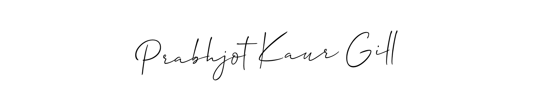 You should practise on your own different ways (Allison_Script) to write your name (Prabhjot Kaur Gill) in signature. don't let someone else do it for you. Prabhjot Kaur Gill signature style 2 images and pictures png