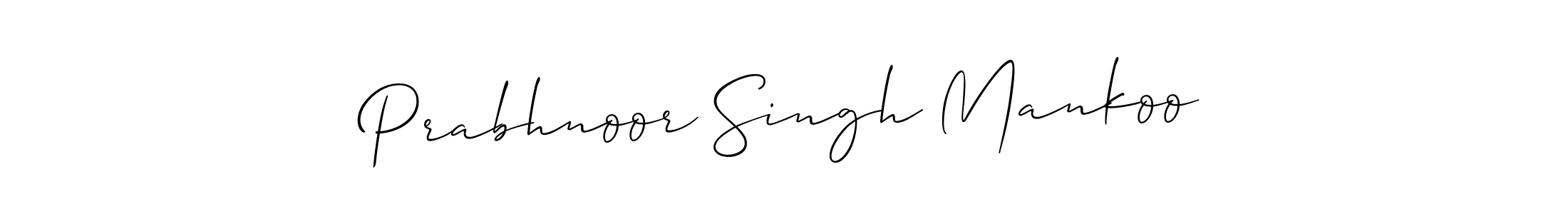 How to make Prabhnoor Singh Mankoo name signature. Use Allison_Script style for creating short signs online. This is the latest handwritten sign. Prabhnoor Singh Mankoo signature style 2 images and pictures png