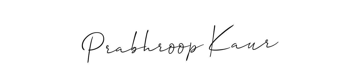 Prabhroop Kaur stylish signature style. Best Handwritten Sign (Allison_Script) for my name. Handwritten Signature Collection Ideas for my name Prabhroop Kaur. Prabhroop Kaur signature style 2 images and pictures png