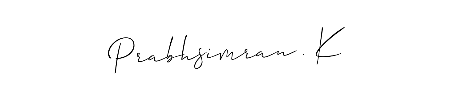 Prabhsimran . K stylish signature style. Best Handwritten Sign (Allison_Script) for my name. Handwritten Signature Collection Ideas for my name Prabhsimran . K. Prabhsimran . K signature style 2 images and pictures png