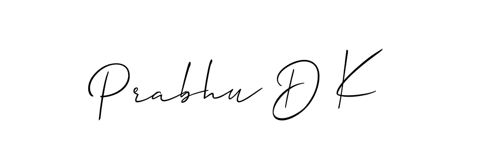 Design your own signature with our free online signature maker. With this signature software, you can create a handwritten (Allison_Script) signature for name Prabhu D K. Prabhu D K signature style 2 images and pictures png