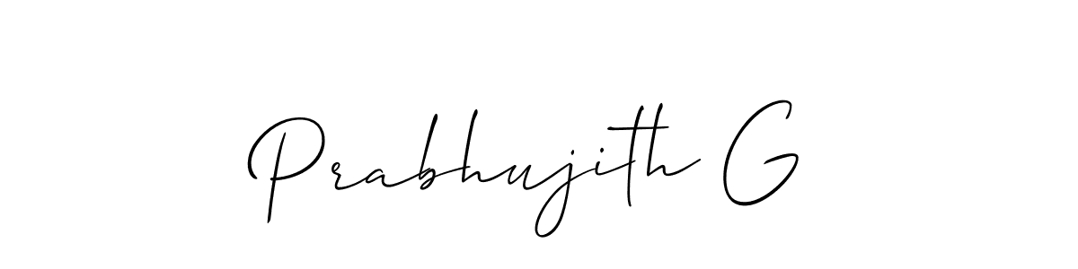 This is the best signature style for the Prabhujith G name. Also you like these signature font (Allison_Script). Mix name signature. Prabhujith G signature style 2 images and pictures png