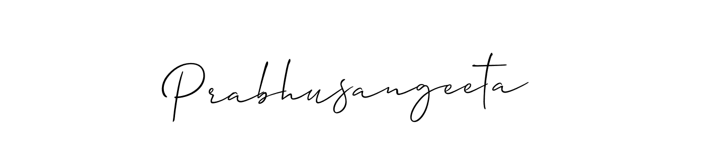 Also You can easily find your signature by using the search form. We will create Prabhusangeeta name handwritten signature images for you free of cost using Allison_Script sign style. Prabhusangeeta signature style 2 images and pictures png