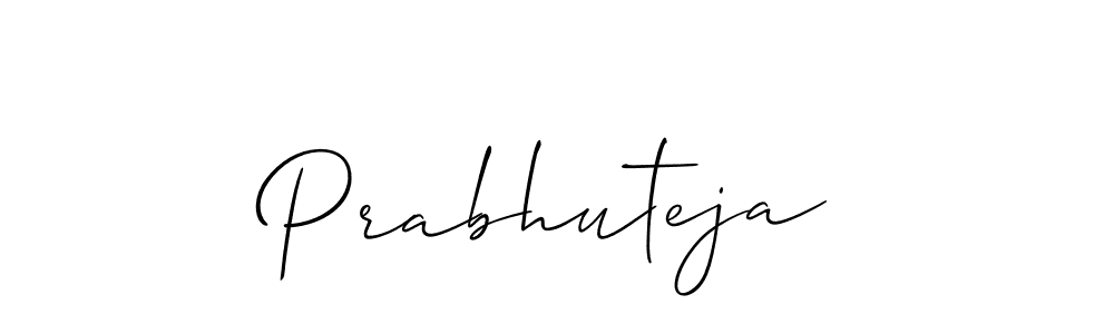 The best way (Allison_Script) to make a short signature is to pick only two or three words in your name. The name Prabhuteja include a total of six letters. For converting this name. Prabhuteja signature style 2 images and pictures png