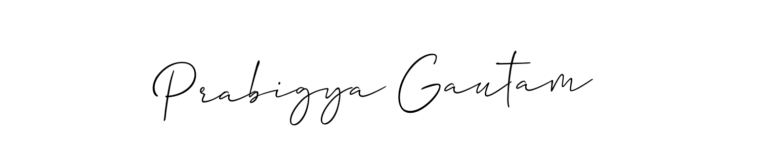 Create a beautiful signature design for name Prabigya Gautam. With this signature (Allison_Script) fonts, you can make a handwritten signature for free. Prabigya Gautam signature style 2 images and pictures png