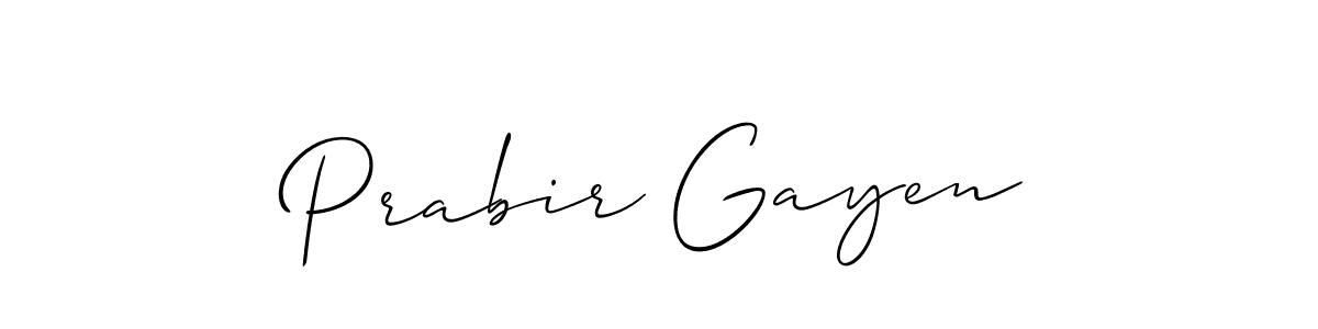How to make Prabir Gayen name signature. Use Allison_Script style for creating short signs online. This is the latest handwritten sign. Prabir Gayen signature style 2 images and pictures png