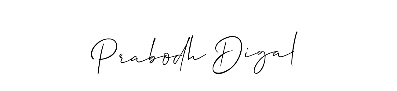 How to make Prabodh Digal name signature. Use Allison_Script style for creating short signs online. This is the latest handwritten sign. Prabodh Digal signature style 2 images and pictures png